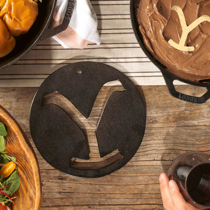 Yellowstone™ 8 Inch Seasoned Cast Iron “Power Y” Trivet - View 3