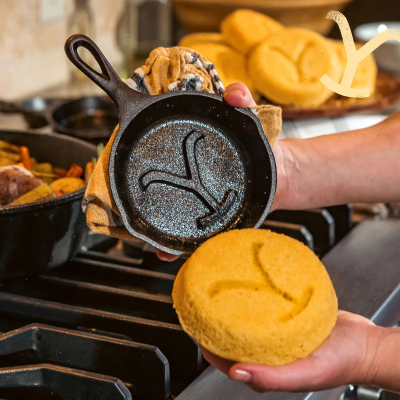Yellowstone™ 5 Inch Seasoned Cast Iron “Power Y” Mini Skillet - View 3
