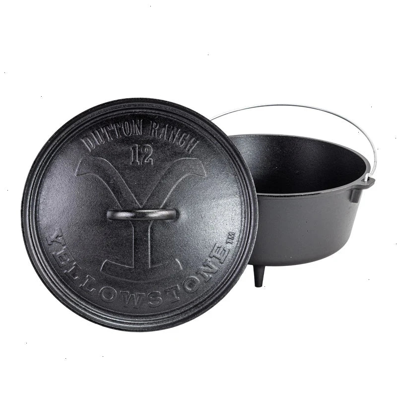 Yellowstone™ 12 Inch / 8 Quart Seasoned Cast Iron Deep Camp Dutch Oven - View 2