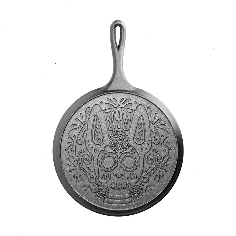 10.5 Inch Seasoned Cast Iron Xolo Sugar Skull Griddle - View 2