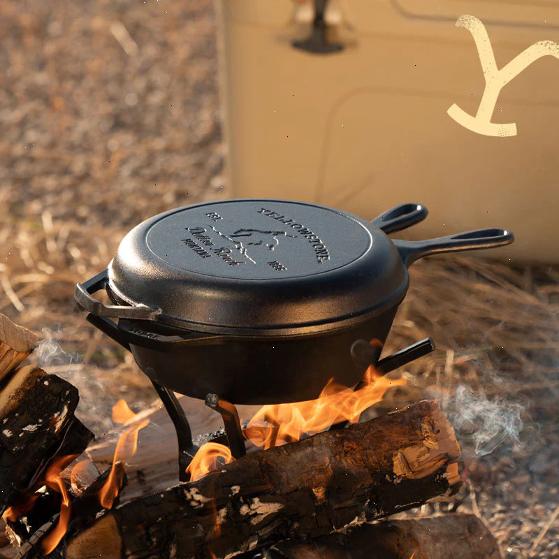 Yellowstone™ 3.2 Quart Seasoned Cast Iron Bucking Bronco Combo Cooker - View 5