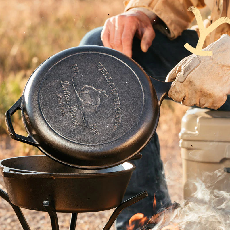 Yellowstone™ 3.2 Quart Seasoned Cast Iron Bucking Bronco Combo Cooker - View 6