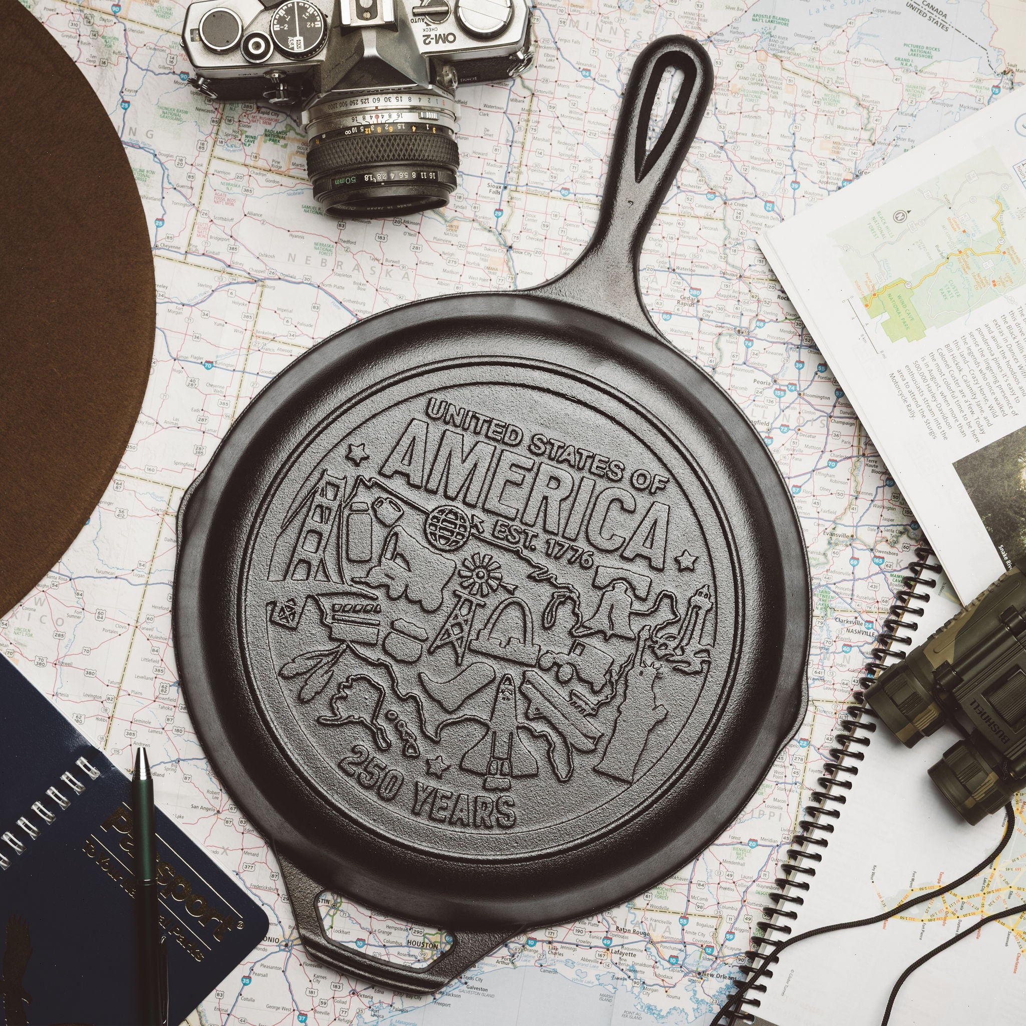 Lodge 10.25 Inch Seasoned Cast Iron Skillet, USA Icons - View 2