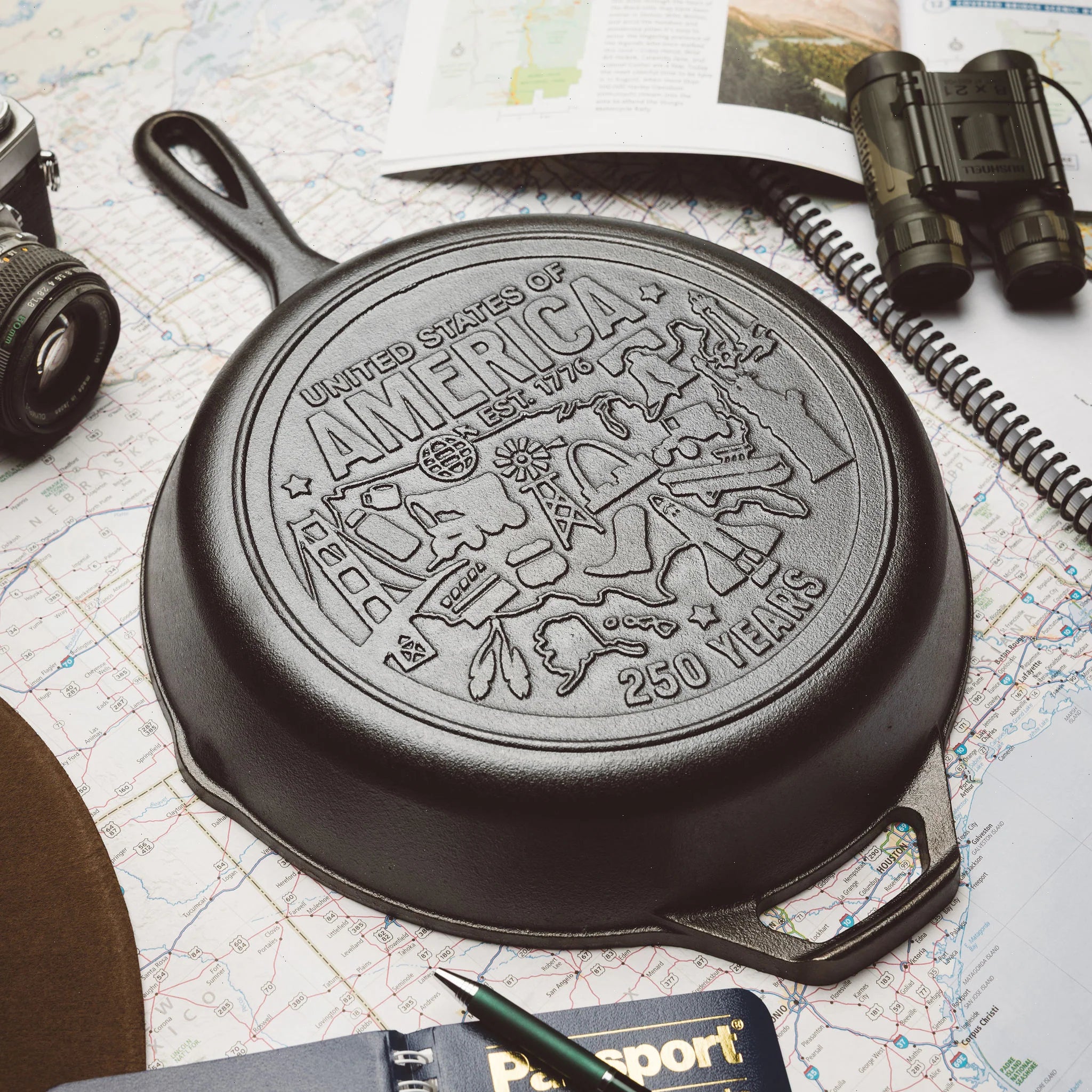 Lodge 10.25 Inch Seasoned Cast Iron Skillet, USA Icons - View 4