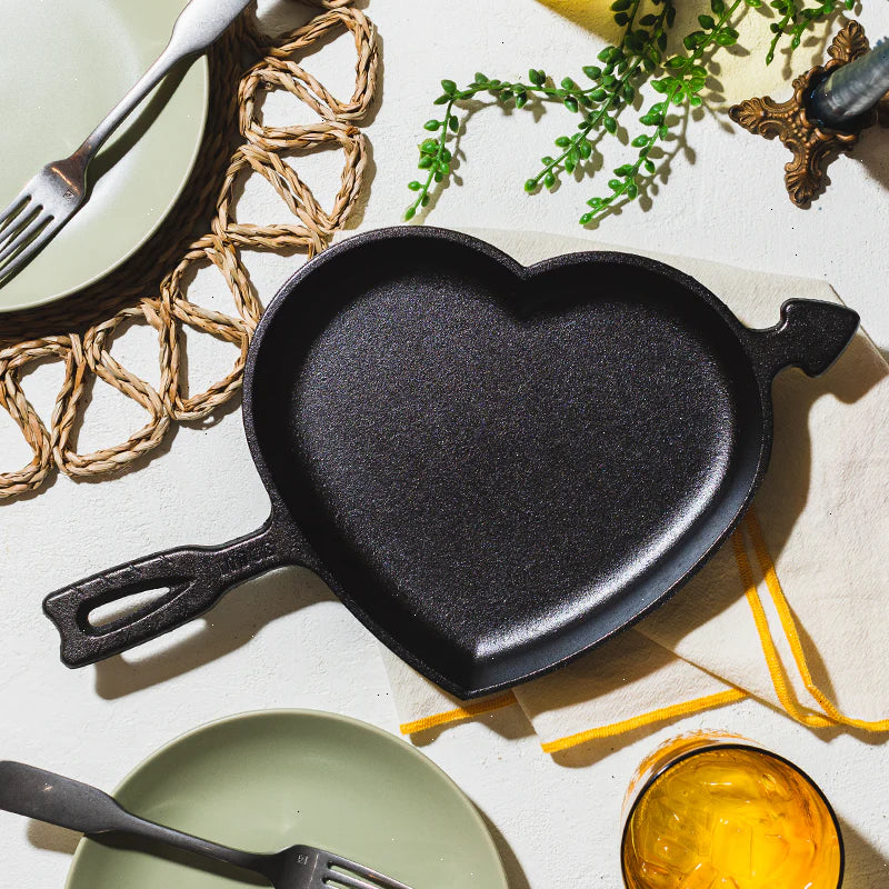 Seasoned Cast Iron Heart Skillet - View 6