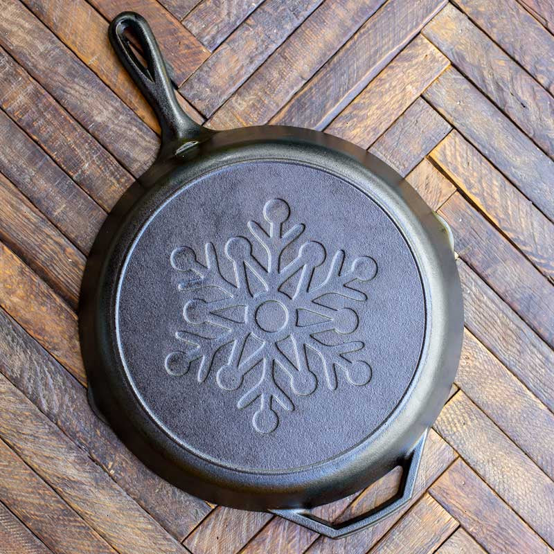 12 Inch Seasoned Cast Iron Snowflake Skillet - View 3